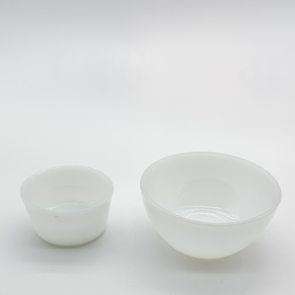 Set 2 (1) vintage Federal Glass white milk glass bowl 1-Glass Glasbake Ramekin
